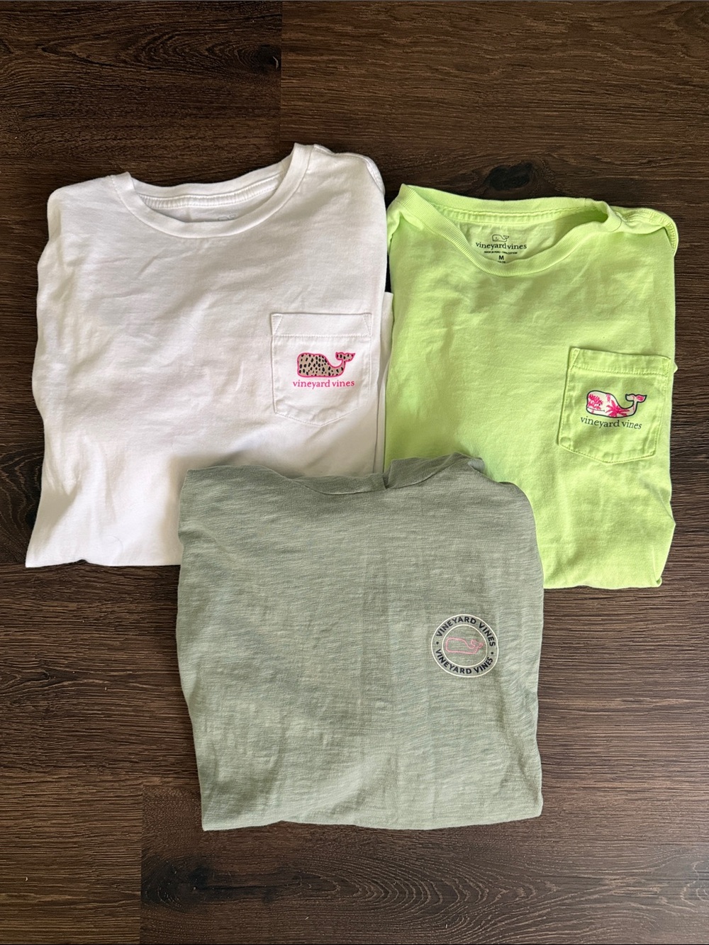 Vineyard Vines Kids Long Sleeve Tees - White, Neon Green, Light Olive w/ Hood